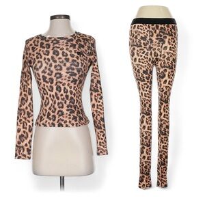 Leopard print bodycon sexy loungewear pajama style high quality 2 pc yoga set